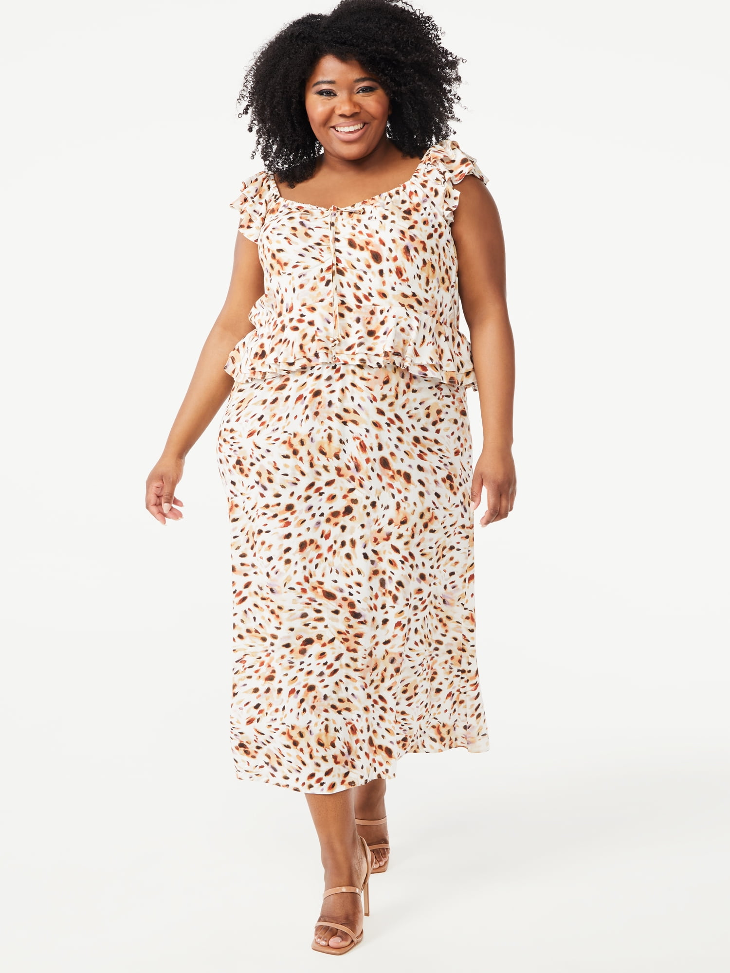 Plus size ruffle midi dress hot sale