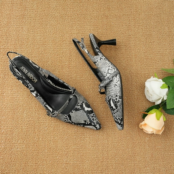 JENN ARDOR Women's Slingback Kitten Heels Pointed Closed Toe Buckle Strap Stiletto