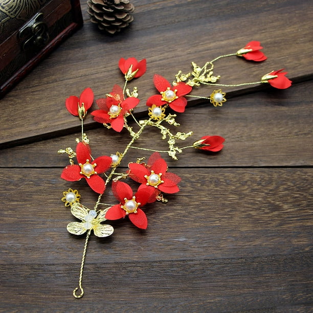 Bridal Wedding Headwear Pearl Flower Prom Party Hair Accessories for Women Wedding Prom Party Women Pearl Flower Headwear Hair Accessories Durable Portable Red Bridal Wedding Headwear Pearl Flower Prom Party Hair Accessories for Women Wedding Prom Party Women Pearl Flower Headwear Hair Accessories Durable Portable Red