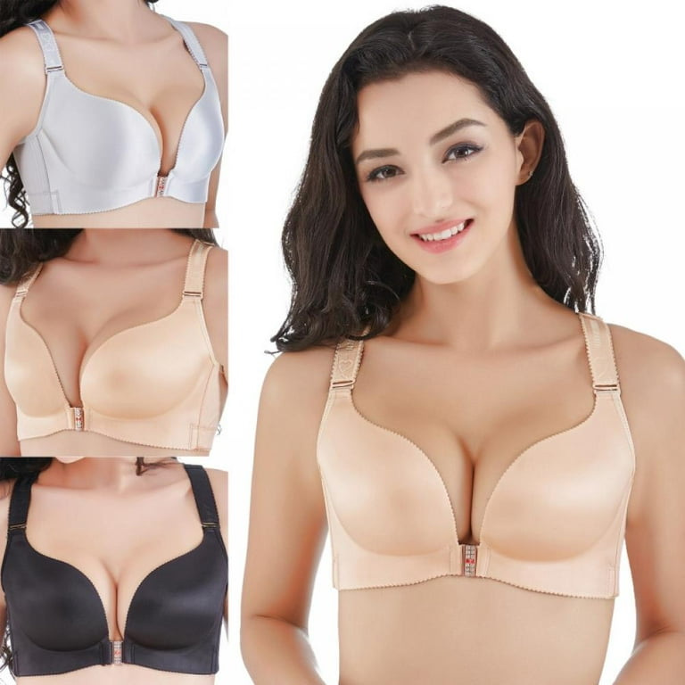 Saient Women Plus Size Sexy Push up Bra Backless Seamless Bras 42C/D 