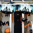thumbnail image 5 of Lksixu Halloween Bunting Flag, Halloween Decorations 1.5x3 Feet Polyester Graveyard Pattern Fan Shaped Flag with Grommets, Reusable Hanging Porch Half Fan Banner Decorative Flag for Outdoor Indoor, 5 of 6
