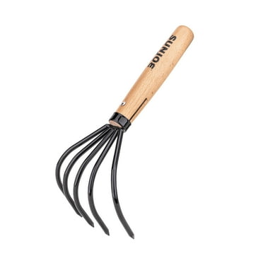 Nisaku Japanese Steel Garden Claw Rake & Hand Cultivator, 4.75-inch Width, Kumade Gohondume