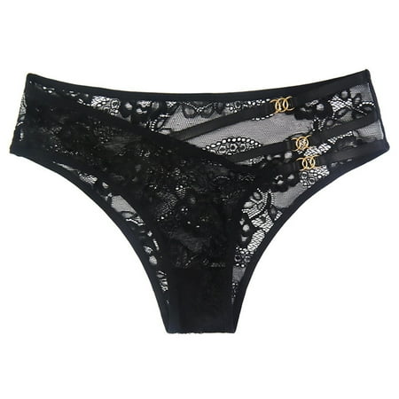

2DXuixsh Lingerie with Garter Belt and Stockings Thong Panties Women G String Low Rise Tanga Floral Lace Briefs T Back Thongs Underwear Light Lingerie for Women Black Size L
