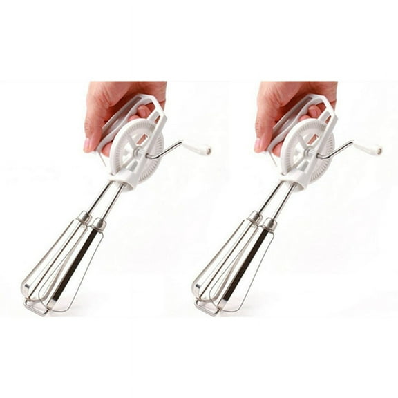 2X Rotary Manual Hand Whisk Egg Beater Mixer Blender Stainless Steel