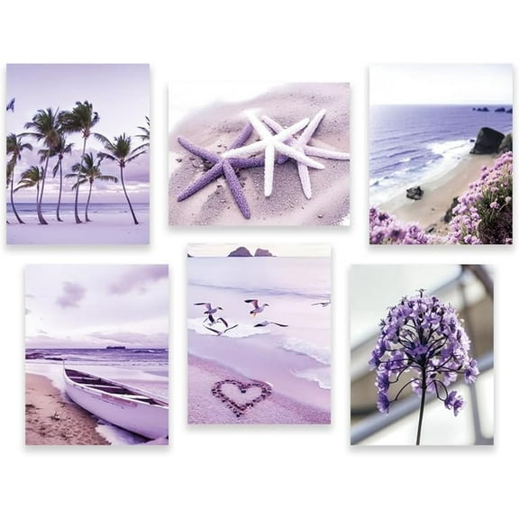 Iropical Landscape Wall Art Canvas Prints,Beach Tree Art Posters,Natural Picture Art Painting,Living Room Wall Decor Set of 6(8 * 10inch,Unframed).