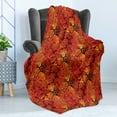 thumbnail image 4 of Batik Soft Flannel Fleece Throw Blanket, Grungy Distressed Nostalgic Victorian Style Flower Petals Romantic Female Retro Design, Cozy Plush for Indoor and Outdoor Use, 70" x 90", Orange, by Ambesonne, 4 of 5