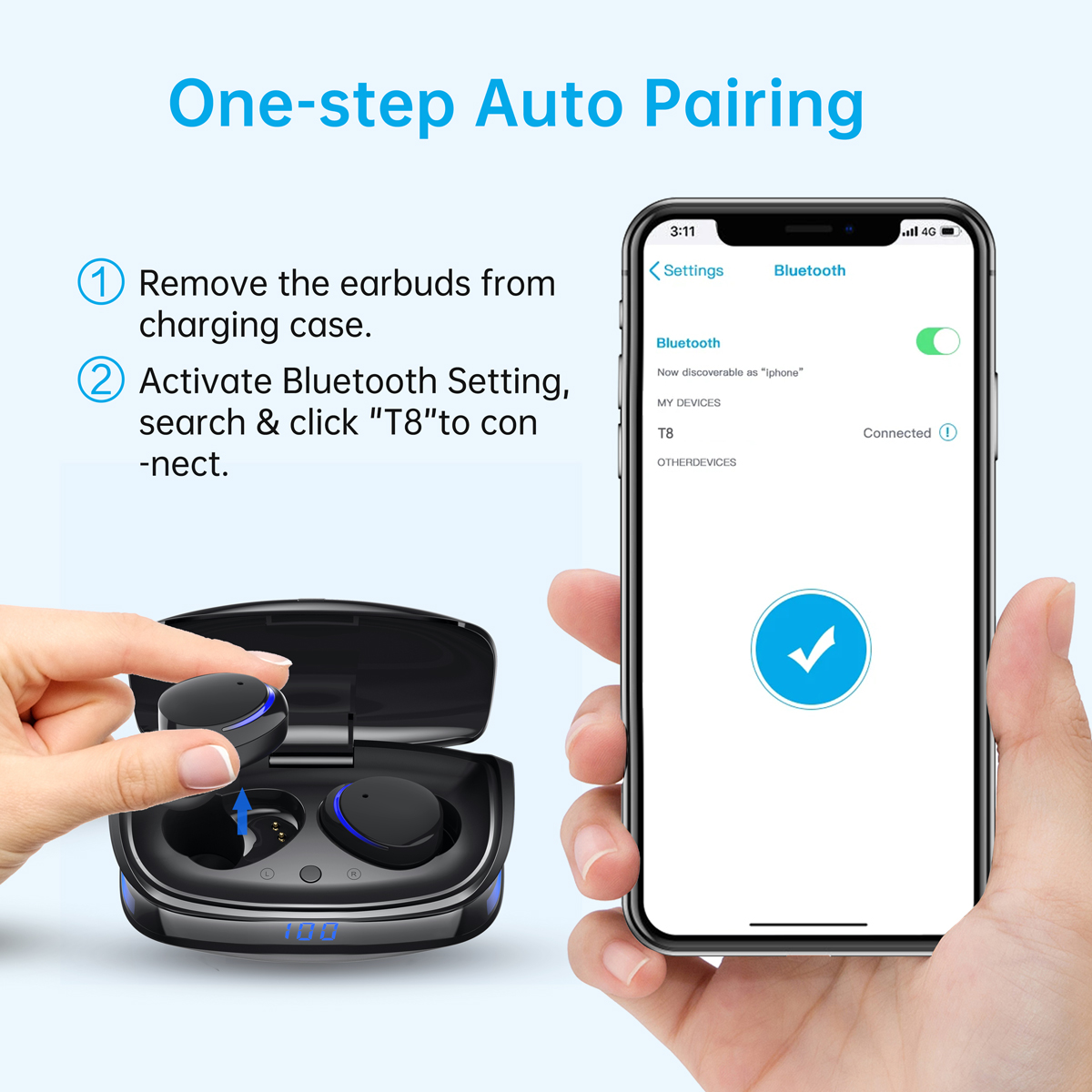 Cshidworld Wireless Earbuds, Noise Cancelling, 60H Playtime, IPX8 photo 7