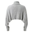 thumbnail image 2 of Vedolay Cropped Sweater Women's 2023 Casual Turtleneck Long Sleeve Striped Loose Pullover Sweater,Gray One Size, 2 of 4