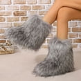 thumbnail image 2 of Women's Trendy Faux Fur Boots, Fashionable Slip On Mid Calf Snow Boots, Women's Comfortable Winter Boots, 2 of 5