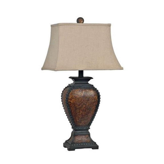 Tooled Leather Table Lamp