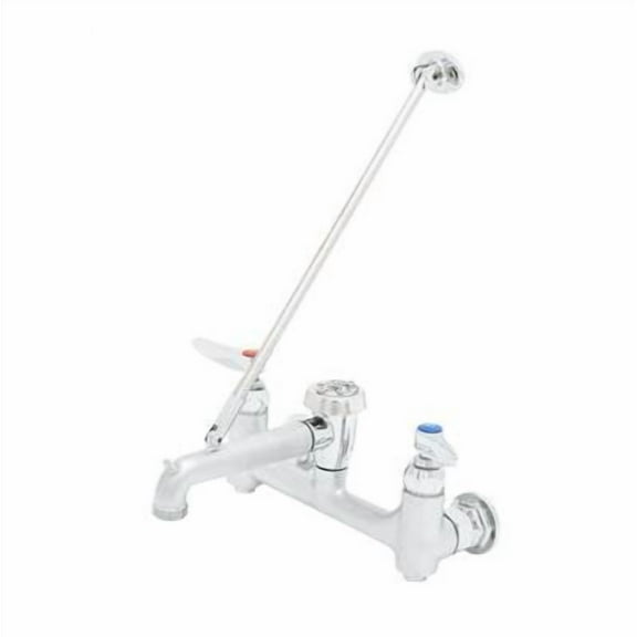 T&S Brass - Service Sink Faucet, Wall Mount, 8'' Centers, Built-In Stops, Vacuum Breaker, Rough