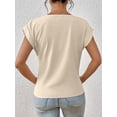 thumbnail image 5 of Cuteduck Womens Tops V-Neck Twist Front Rolled-Up Sleeves Casual Shirts S-XXL, 5 of 5