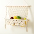thumbnail image 4 of Storage Rack Tapestry Racks Magazine Net Tassel Unique Eco-Friendly Weaving Beiges Cotton Rope Wood Macrame Wall Hanging, 4 of 11