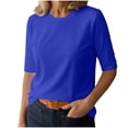 thumbnail image 2 of VBVC Women's Crewneck Half Sleeve T Shirt , Ladies' Lightweight Basic Tee , Stretchy Loose Fit Work Top For Women, S-2XL, 2 of 8