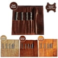 thumbnail image 6 of ELW Chef Knife Roll Case, Full Grain Portable Leather Knife Bag, Knife Holder Roll with 5 Pockets, Cooks, & Kitchen Tools Storage, Lightweight & Travel-friendly Cooking Tools Bag - Dark Brown, 6 of 7