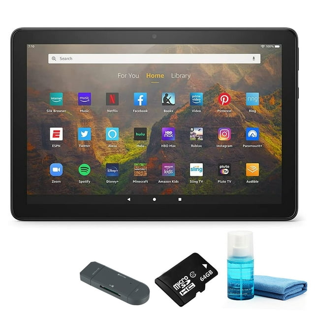 Fire HD 10 Inch Tablet Full HD, 32GB Black (2021) with 64GB Micro SD Card