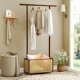 thumbnail image 6 of Costway Bamboo Clothes Rack with Rattan Storage Basket & Wheels, Rolling Garment Rack Brown, 6 of 10