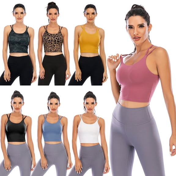 Womens Sports Bras Bralette Yoga Bra Crop Top Camisole Cross Back Workout Vest