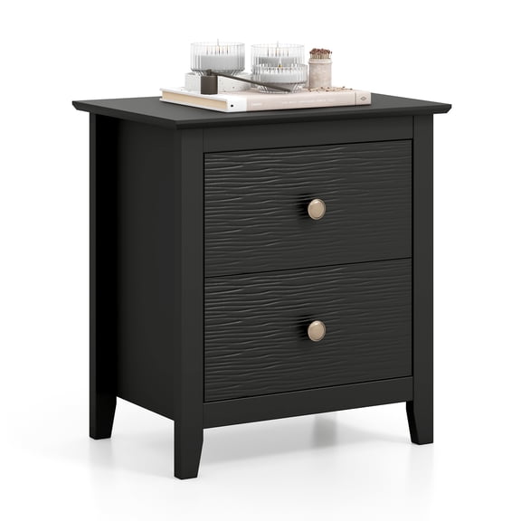 Gymax Modern Nightstand w/ Storage 2 Drawers & Support Legs for Bedroom White