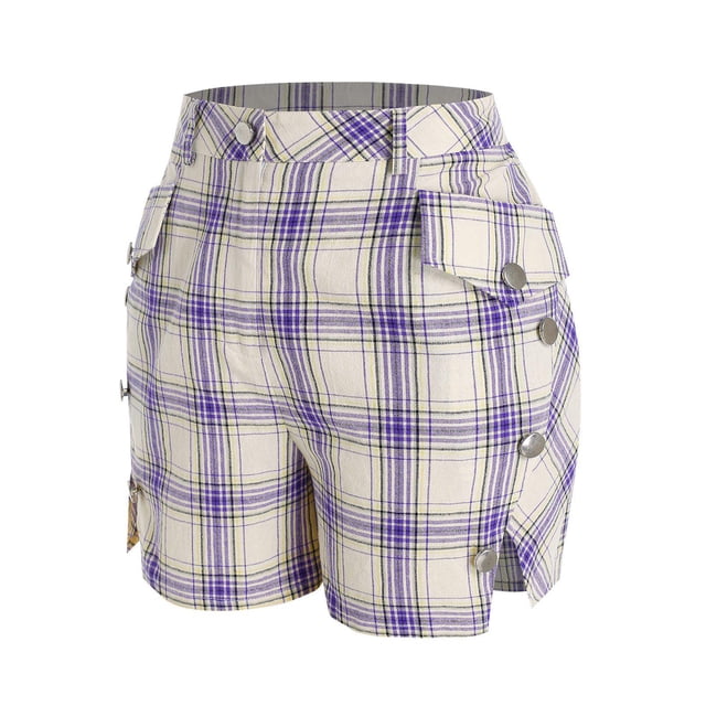 Pantalones cortos de bolsillo del botón de la mano de la mano Rosegal Pantalones cortos de talla grande