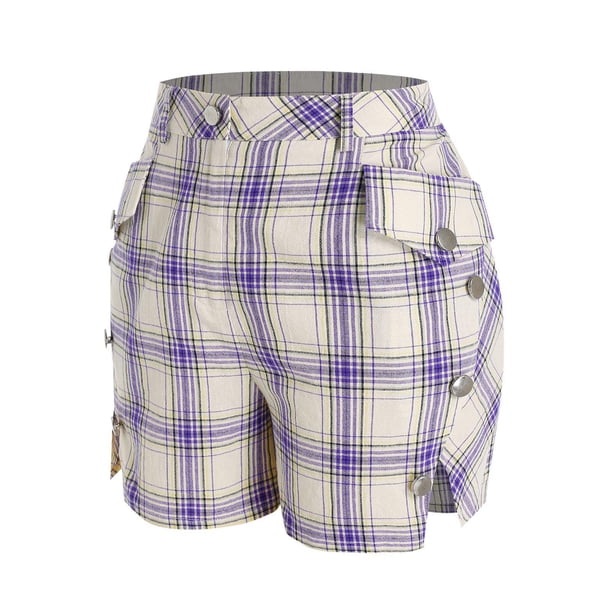 Pantalones cortos de bolsillo del botón de la mano de la mano Rosegal Pantalones cortos de talla grande