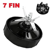 Audessy Blender Blade Replacement Part, 7 Fins Extractor Blade for Ninja Blender with Rubber Gaskets Seal Ring 1000/1500W, Black