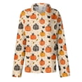 thumbnail image 4 of Delconic Womens Halloween Print Button Down Shirt Long Sleeve Casual Regular Fit Collared Blouse Pumpkin Pattern Top Beige L, 4 of 7