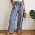 thumbnail image 2 of larppty Womens Striped Gingham Pants 2026 Checkered Casual Pants Cute Comfy Bottoms with Pockets Plaid Outfits（Blue， XL）, 2 of 9