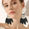 thumbnail image 3 of Feather Earrings for Women Long Vintage Boho Earrings Feather Earrings Black Feather Tassel Earrings Western Bohemian Jewelry for Women, 3 of 6