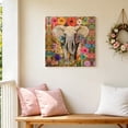 thumbnail image 5 of Canvas Wall Art Elephant Canvas Art Print Animal Floral Garden Oil Paint Style Pictures Wall Decor for Living Room Bedroom Artwork Decorations Stretched Framed Ready to Hang 16"x16", 5 of 9