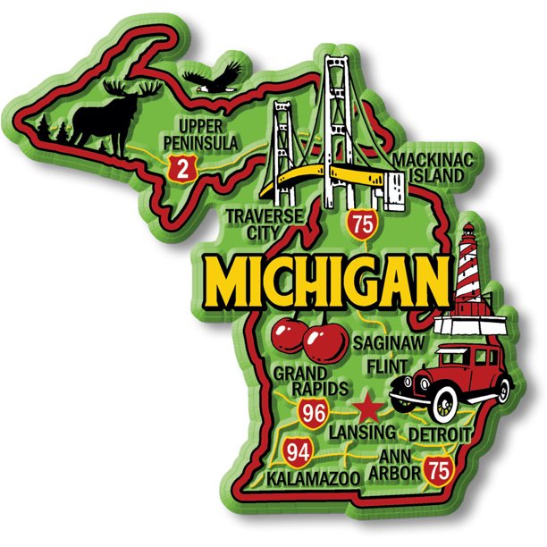 Michigan Colorful State by Classic 3.6" x 3.4