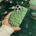 thumbnail image 3 of Compatible with iPhone 13 Pro Max Case,Luxury Plating 3D Tin Foil Pleated Pattern Design,Cool Bling Glitter Cute Soft TPU Protective Cover for Women Girls-Green, 3 of 12