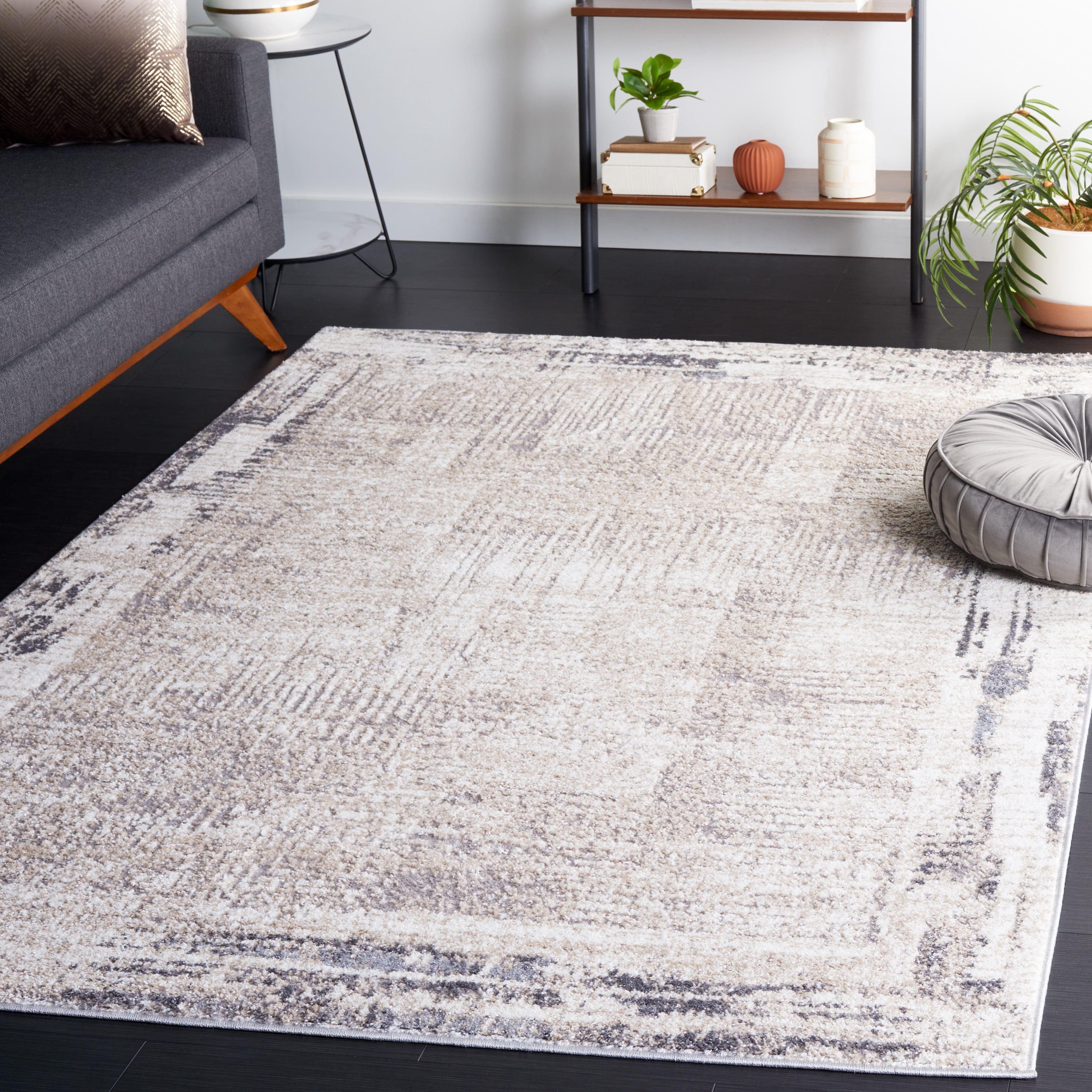 SAFAVIEH Opal Saleem Abstract Area Rug, Ivory/Grey, 9' x 12'
