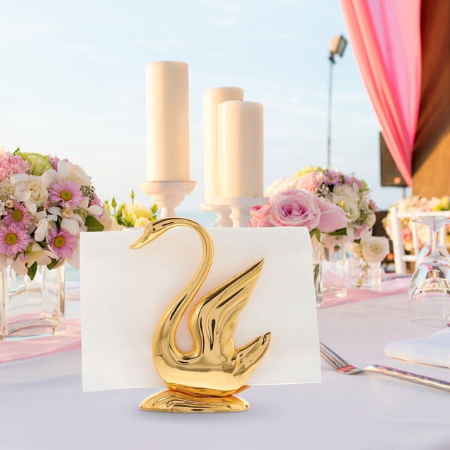 TABLETREANDS Soporte Para Servilletas Dorado De Aleación Zinc Con Artístico De Cisne Para Eventos