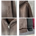 thumbnail image 6 of Men's Zip-Up Hoodies Unisex Vintage Heavyweight Hoodie Ripped Washing Streetwear Sweatshirt, 6 of 8