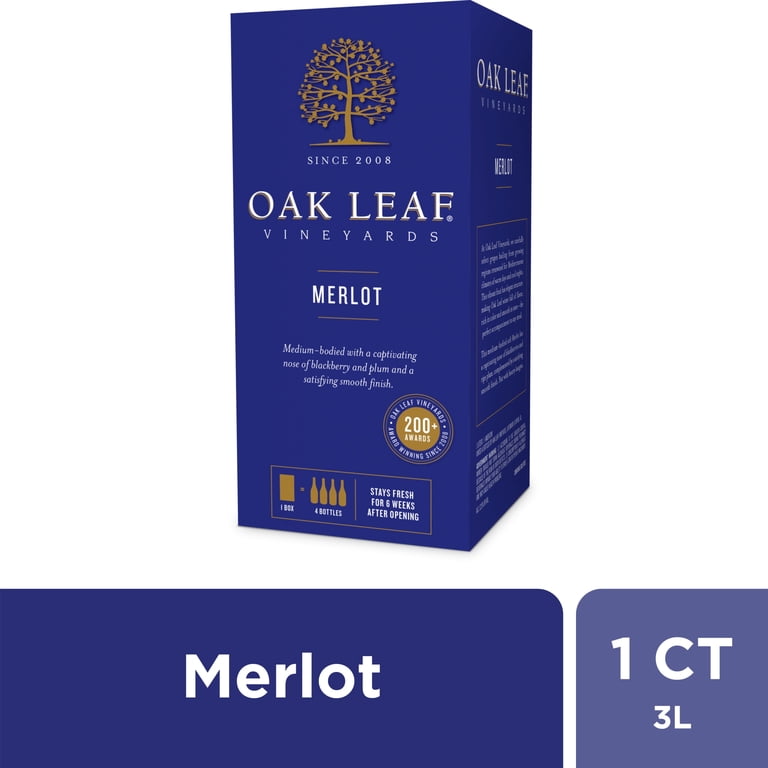 Oak Leaf Vineyards Merlot Red Wine 3L Bag in Box, Medium-bodied