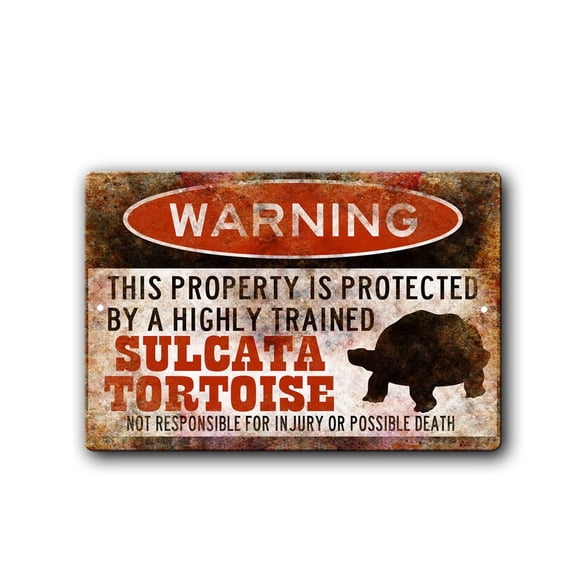 Sulcata Tortoise Funny Metal Sign Tortoise Owner Gift Tortoise house accessories Tortoise Warning Sign Sulcata Tortoise Pet Gift SIZE: 8" x 12"