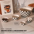 thumbnail image 2 of Thyme & Table 5-Piece Ceramic Mixing Bowl and Measuring Set - Green Checkered, 2 of 16
