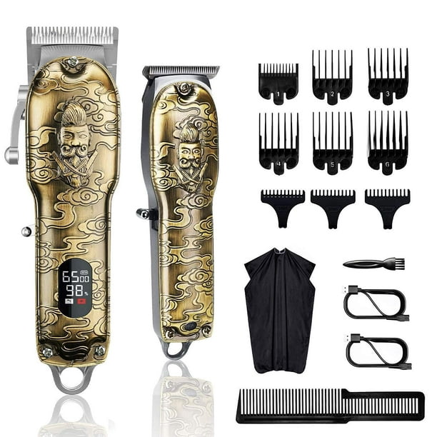 Clippers and Trimmers Set, Suttik Professional Barber Clippers Set, Beard Trimmer Cordless Hair Clippers with T-Blade Close Hair Trimmer, LED Display - Walmart.com