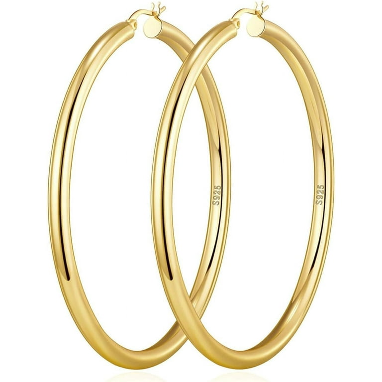 Hypoallergenic Gold Hoop Earrings For Women - Surgical Steel Large Thin Hoops (30-60mm)