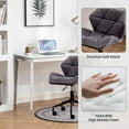 thumbnail image 3 of PROHIKER Vanity Stool Chair with 360° Swivel Rolling Wheels, Height Adjustable Makeup Desk Chair with Back, Furry Padded Seat Accent Furniture Office Vanity Chair for Living Room, Bedroom, Gray, 3 of 8