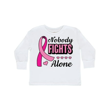 

Inktastic Breast Cancer Awareness Nobody Fights Alone Pink Ribbon Gift Toddler Boy or Toddler Girl Long Sleeve T-Shirt