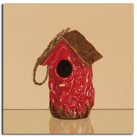Pack of 2 Brick Red Outdoor Garden Distressed Rustic Ceramic Birdhouses 7.75"