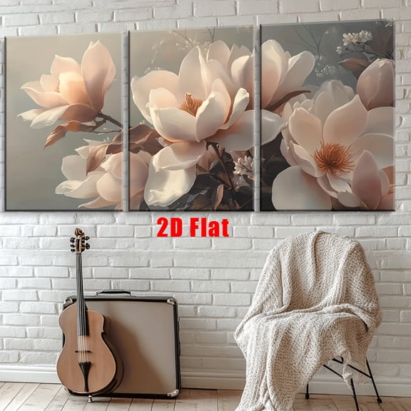 3pcs Set Frameless Canvas Wall Art - Classic Art Flower Theme, Abstract Posters and Prints for Living Room, Office, Bedroom, School, Cafe, Home Decor, Perfect Birthday, Holiday Gift, Christmas, Part