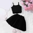 thumbnail image 3 of Ymyiu Girls Outfit Toddler Girls Denim Skirt Set with Cute Tank Top Baby Summer Skirt Outfit Jean Skirt for Little Girls 6T(Black, 6 Years), 3 of 6