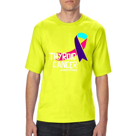 "Mens and Big Mens Thyroid Cancer T-Shirt, up to size 3XLT"