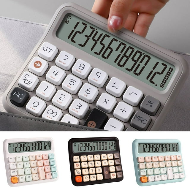Dosaele Battery Operated Desktop Calculator - Voice/Silent 12 Digits Square Buttons Large LCD Display Portable Student Finance Calculator Office Supplies