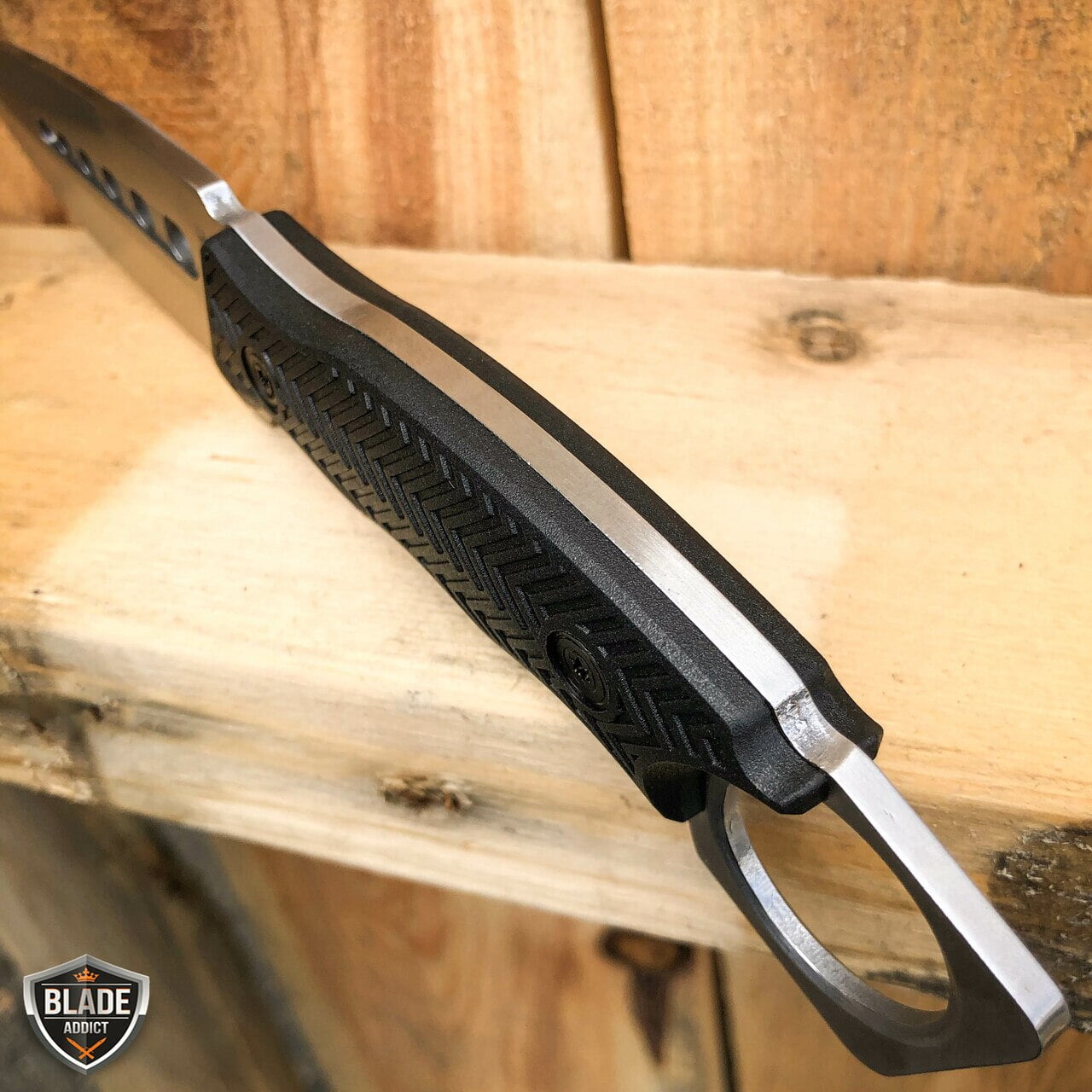 8.5" Fixed Blade Hunting Knife with Paddle ABS Belt Loop Holster Sheath