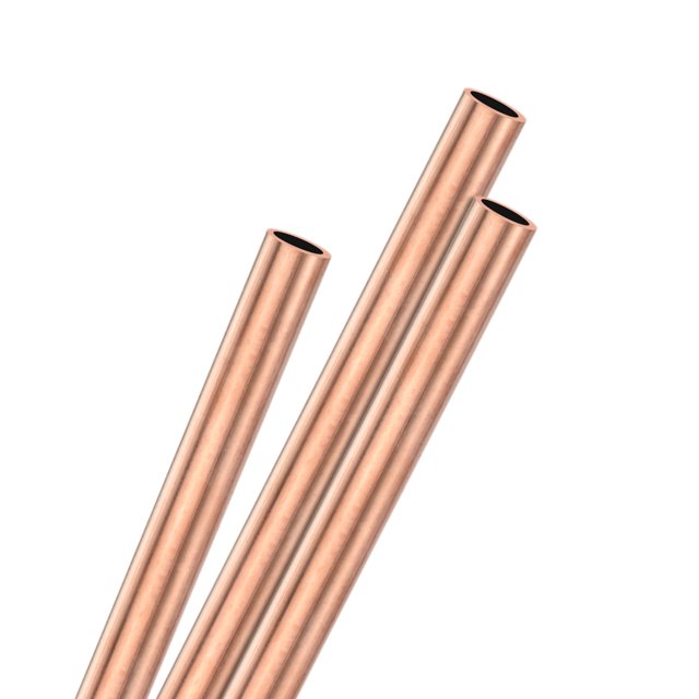 Tubo redondo de cobre Uxcell de 3 piezas, 8 mm de diámetro exterior, 1 mm de grosor, 200 mm de longitud, tubería recta para construcción/mecanizado/manualidades, tubería recta de metal