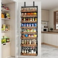 thumbnail image 4 of 8-Tier Over The Door Pantry Organizer, Heavy-Duty Metal Wall Mount or Hanging Spice Rack, behind the door storage Shelves with Adjustable Basket, Back of Door Organizer for Kitchen Cabinet and Closet, 4 of 7